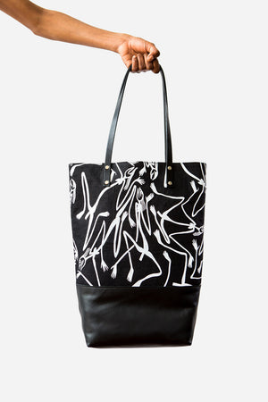 Linen with Leather Tote Bag - Mimih Spirits